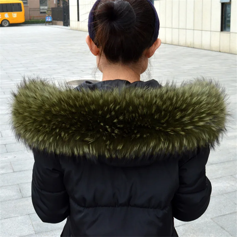 Genuine Real Raccoon Fur Collar Scarves Natural Raccoon fur Shawl Women Parka Coat Hood Trim Collar warm Fashion solid wrap