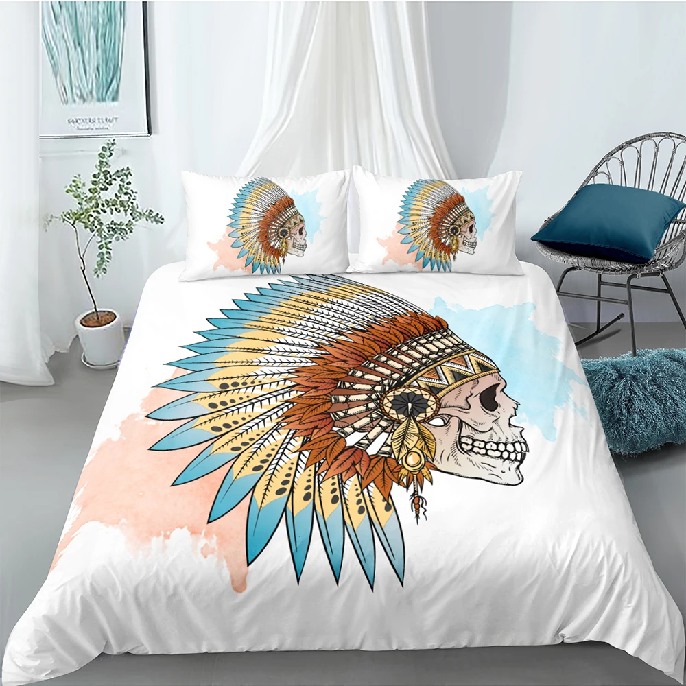 

Creative Bedding Set Tribal Skull Simple Artistic Vintage Duvet Cover King Queen Twin Full Single Double Unique Design Bed Set