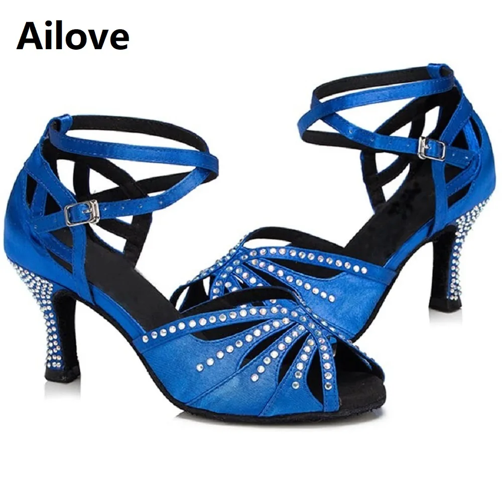 Туфли женские блестящие для бальных танцев профессиональные сандалии стразы