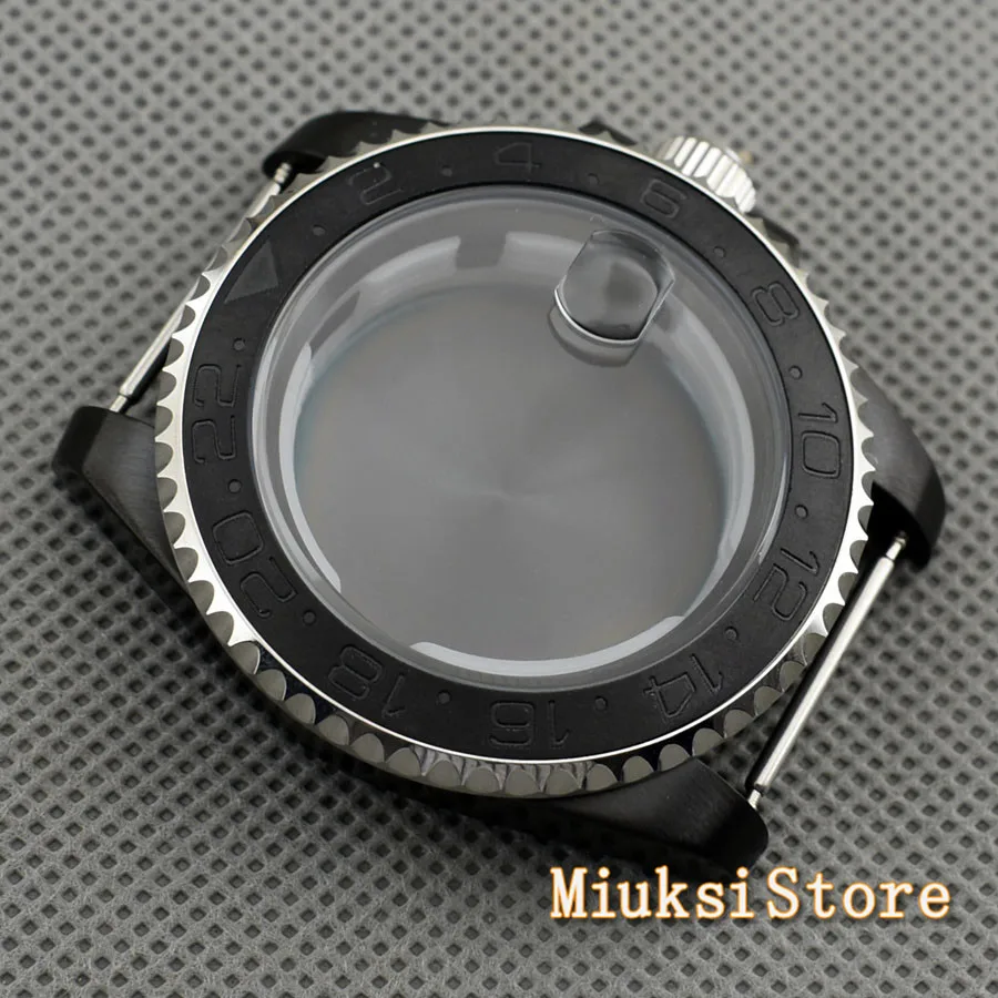 40mm sapphire glass black ceramic bezel PVD steel watch case fit NH35 NH36 ETA 2836 Miyota 82 Serie DG2813/3804 movement | Наручные часы