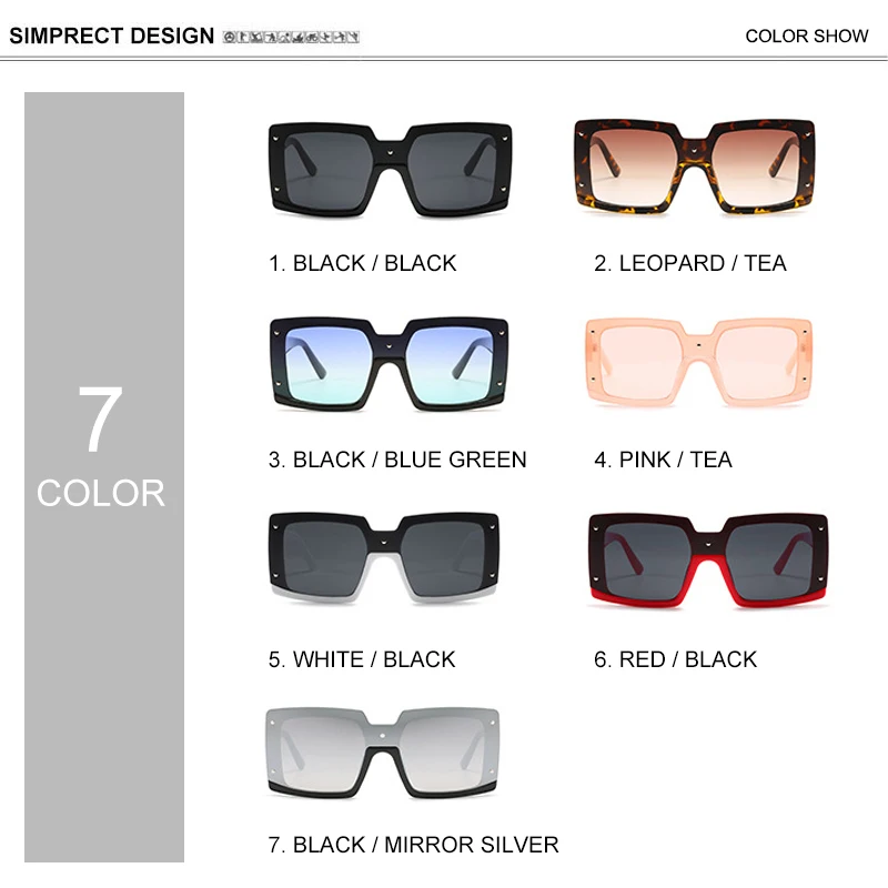

SIMPRECT Oversized Sunglasses Women 2020 Fashion One-piece Mirror Square Sun Glasses Vintage Brand Designer Shades For Women