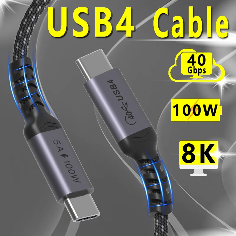 

Coaxial USB4 Type C Thunderbolt 3 cable PD 100W 8K@60Hz 40Gbps Data Transfer fast charge for Dell HP Notebook apple Macbook IPad