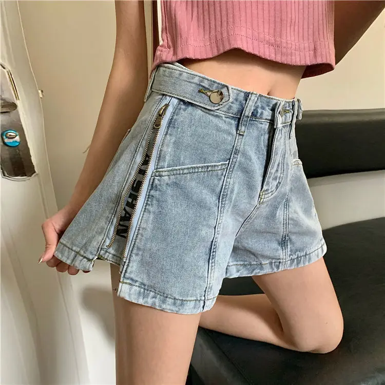 

Denim Shorts Women Loose High Waist Shorts New Summer Thin A- Shaped Fashion Slim Korean-Style Womens Shorts