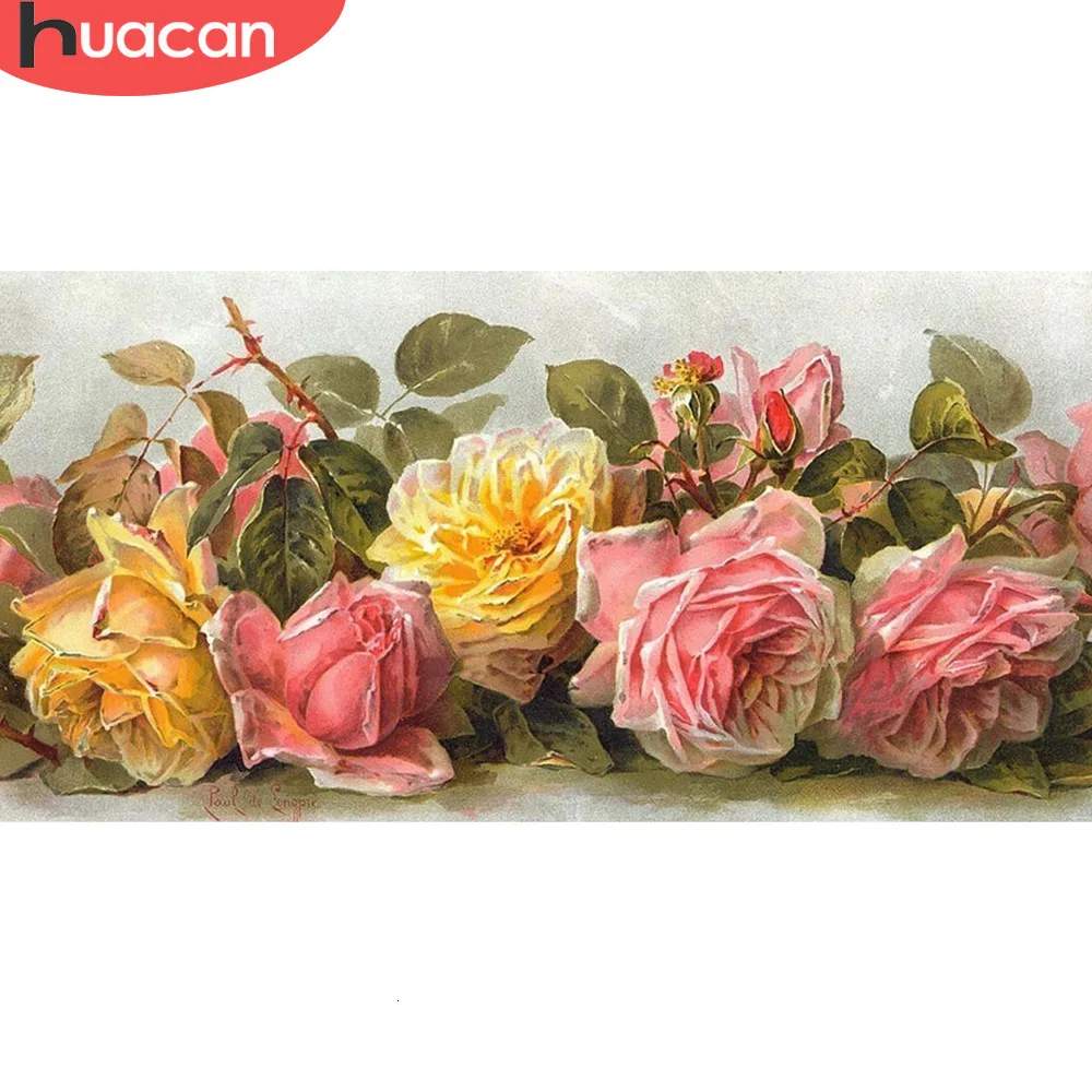 Алмазная вышивка huacan Rose 5D DIY алмазная живопись цветы полная квадратная дрель украшение дома