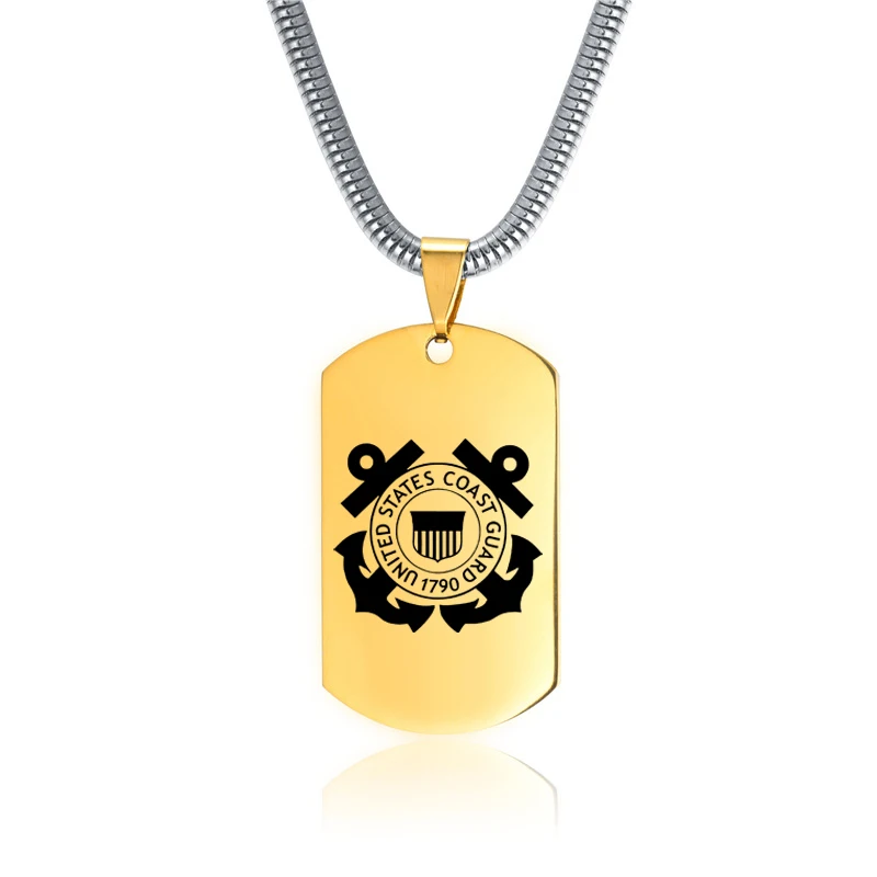 Модный DIY Лазерный Логотип береговой охраны США на заказ Мужская бирка кулон