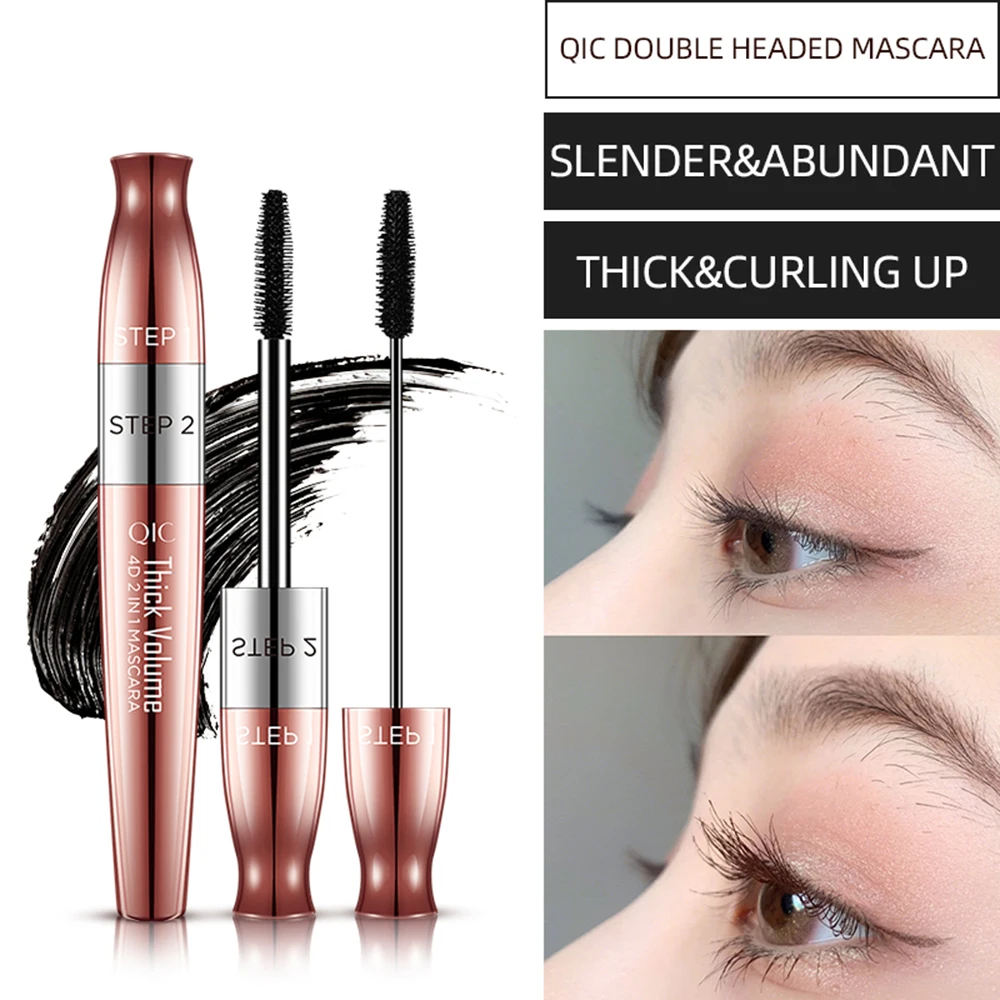 2 в 1 Тушь для ресниц розовая Золотая трубка 3D ресницы макияж Двойные