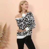 autumn winter sweater women keep warm v neck pullovers knitting sweater fashion leopard long sleeve loose tops