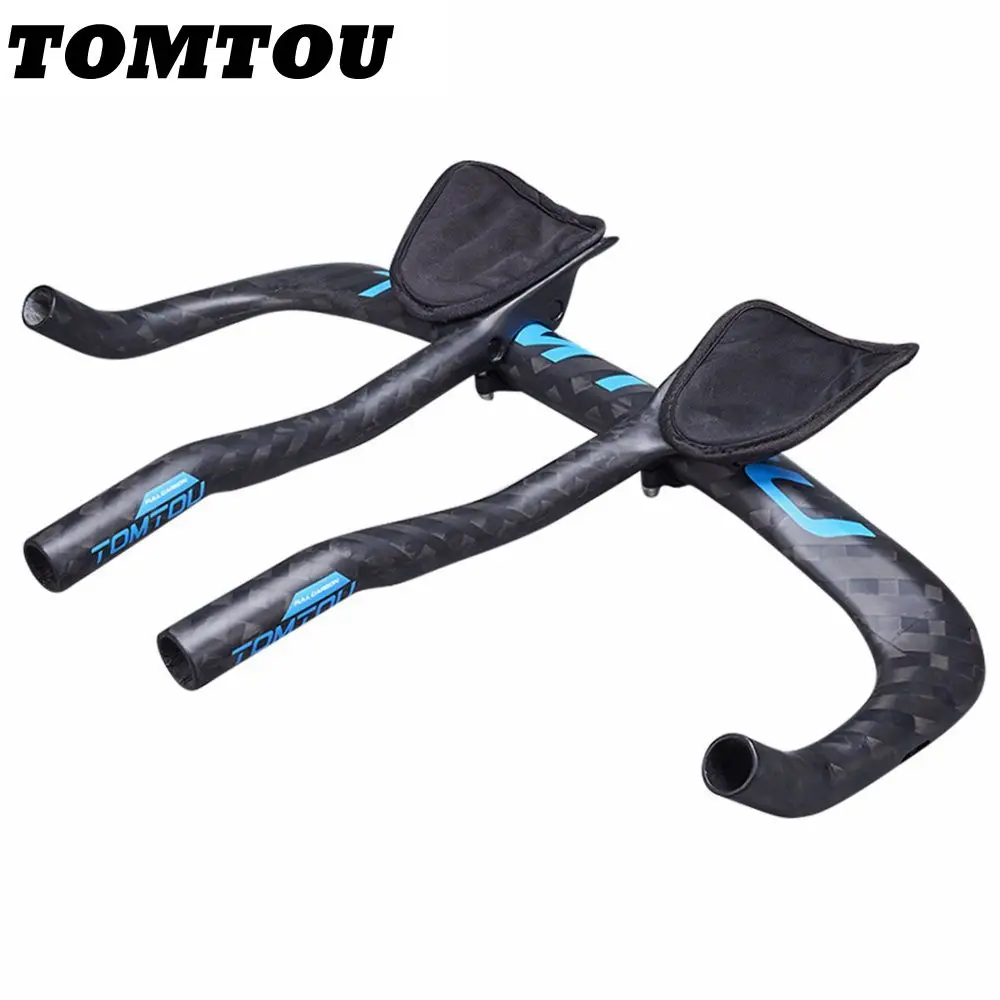 

TOMTOU Bicycle Full 12k Carbon Bike Handlebar Travel Cycling Parts Aero Bar Rest TT Handlebar Sets 380/400/420/440/460mm