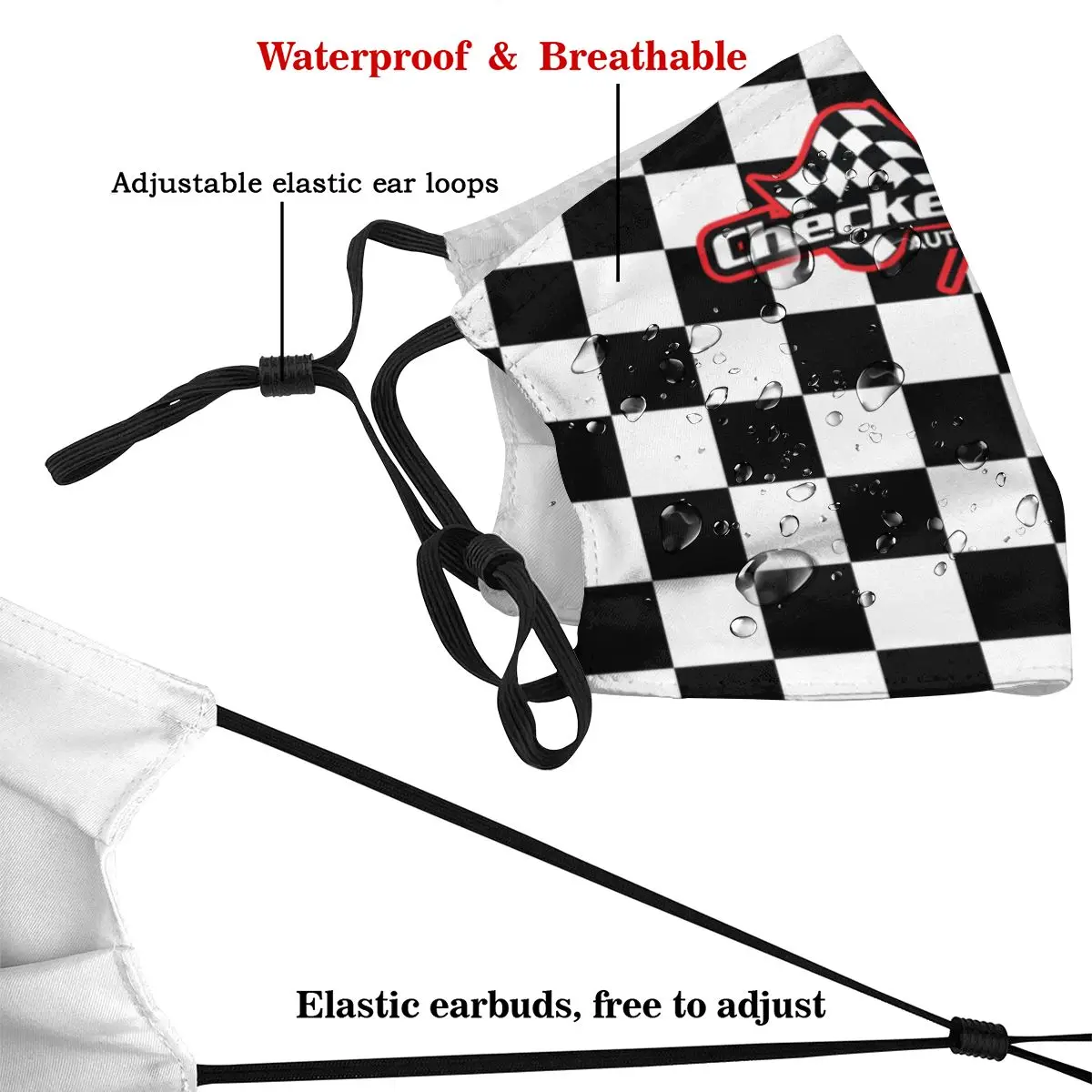 

Auto Center Checkerd Flag Dust Mask with PM2.5 Activated Carbon Filter for Adult Mouth-muffle Face Reusable