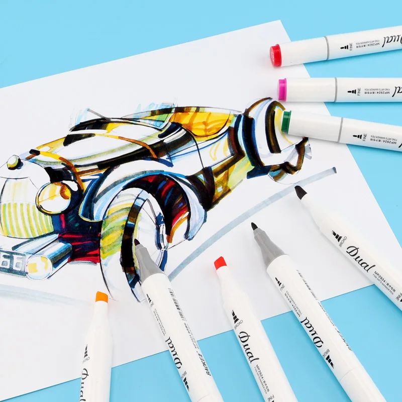 Двусторонние художественные маркеры 12 цветов | Канцтовары для офиса и дома