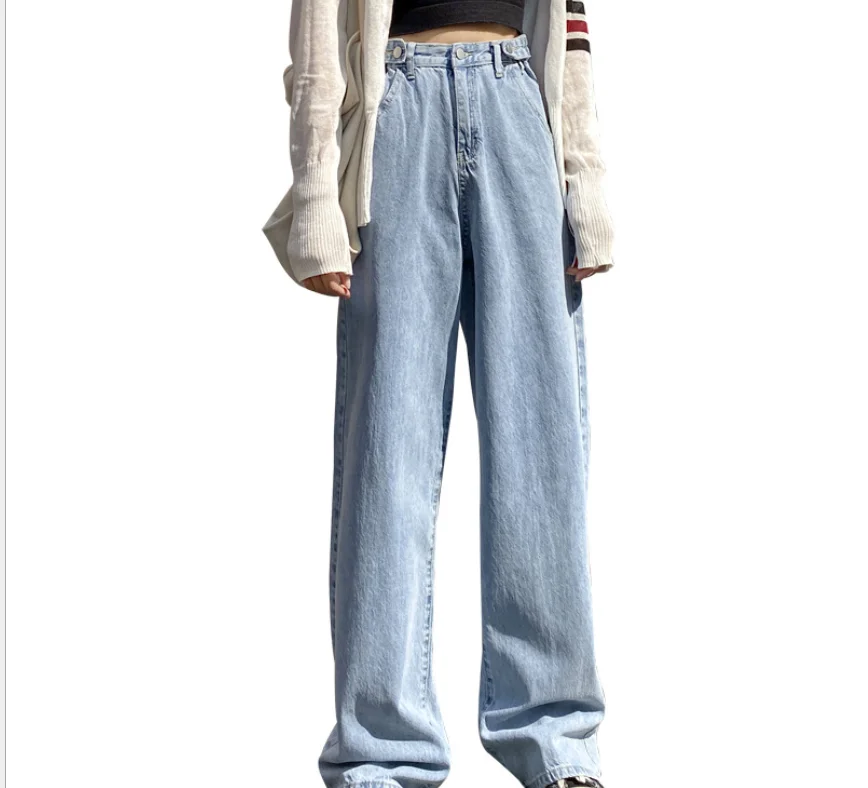 

2021Woman JeanS High Waist Clothes Wide Leg Denim Clothing Blue Streetwear Vintage Quality Fashion Harajuku Straight Pant