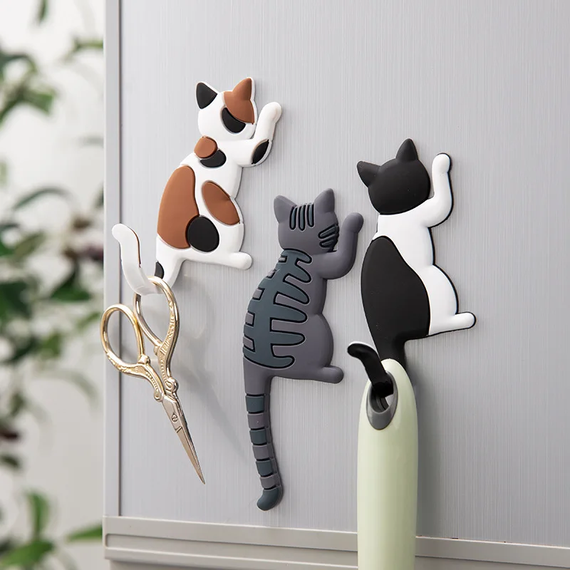 

Cartoon Cat Tail Refrigerator Magnet Hook Cute Pet Creative Home Powerful Pet Magnet Hook Multi-functional Storage Hanging Hooks