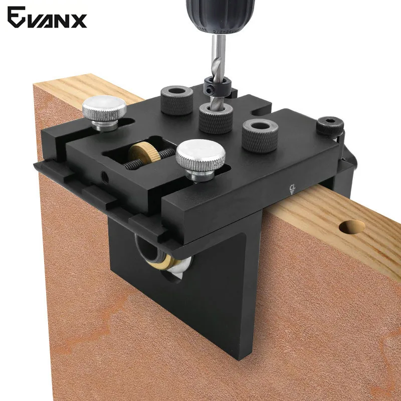 Doweling Jig 6/8/10/15mm Pocket Hole Jig 3 In 1 Woodworking Drill Guide Hole Saw Aluminium Alloy