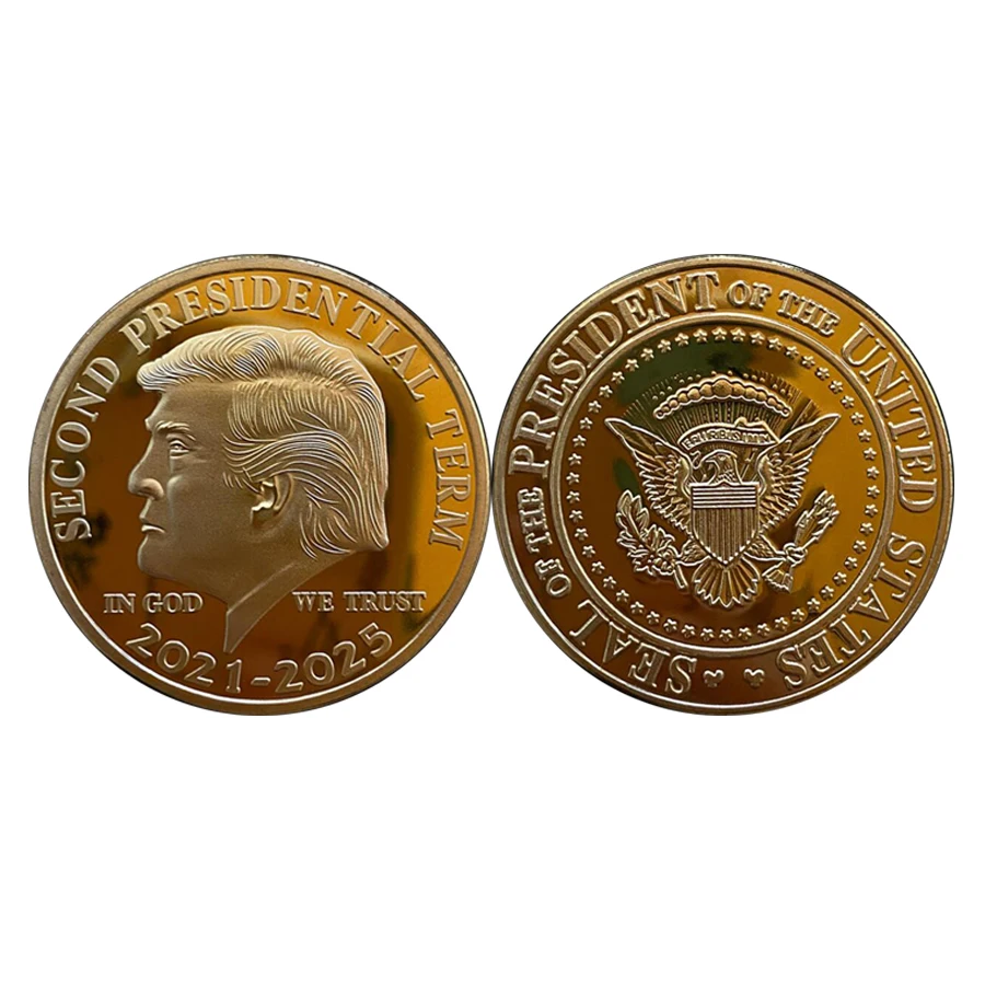 

US Donald Trump Gold Commemorative Coin "Second Presidential Term 2021-2025 IN GOD WE TRUST" Collectible Coins Trump Bitcoin