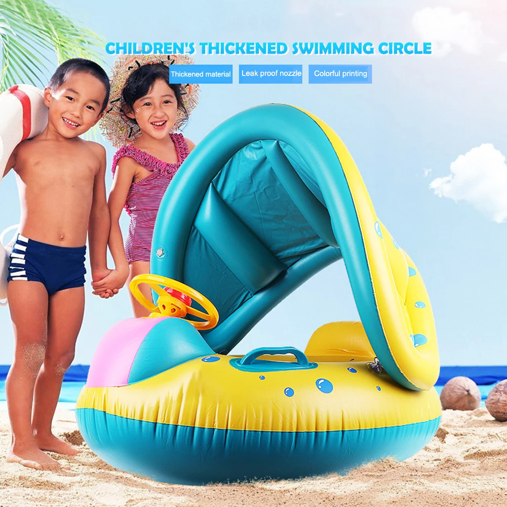 

Детское плавательное кольцо для бассейна с солнцезащитным козырьком, Надувное водяное сиденье, плавающая игрушка