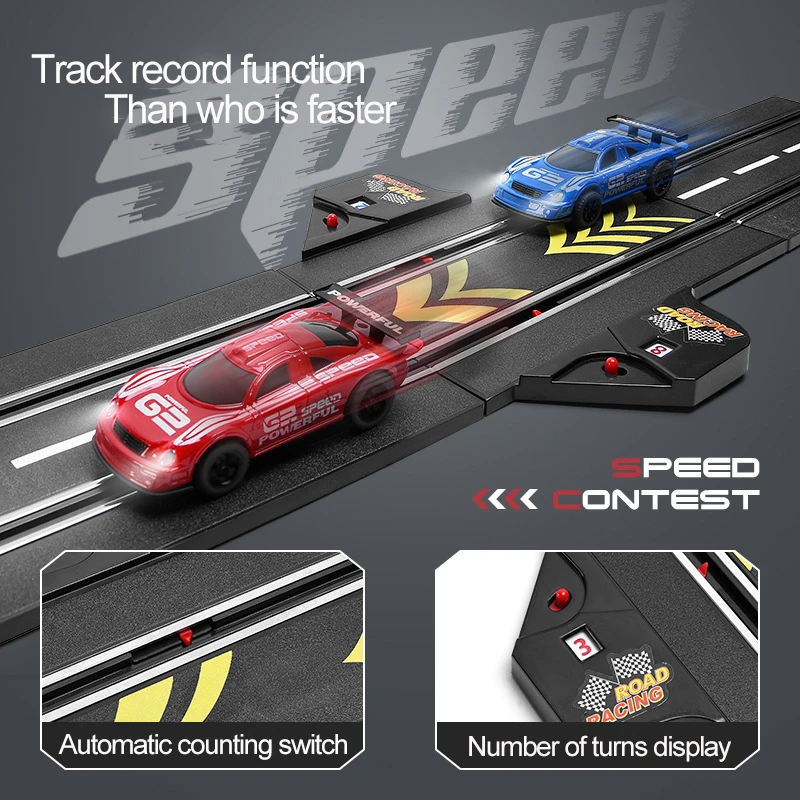 Speed Challenge Electric Powered Slot Car Racing Kids Toy Race Track Set Includes 2 Hand Controllers Featuring 1:43 Scale | Игрушки и