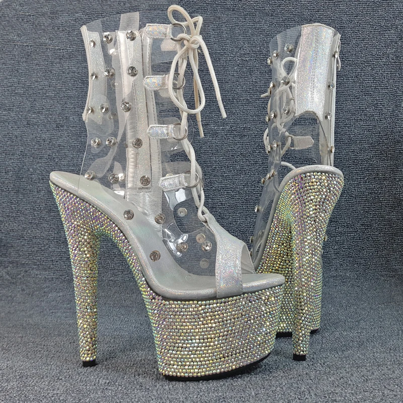 Leecabe/модные босоножки для танцев на шесте со стразами каблуке 17 см женская обувь