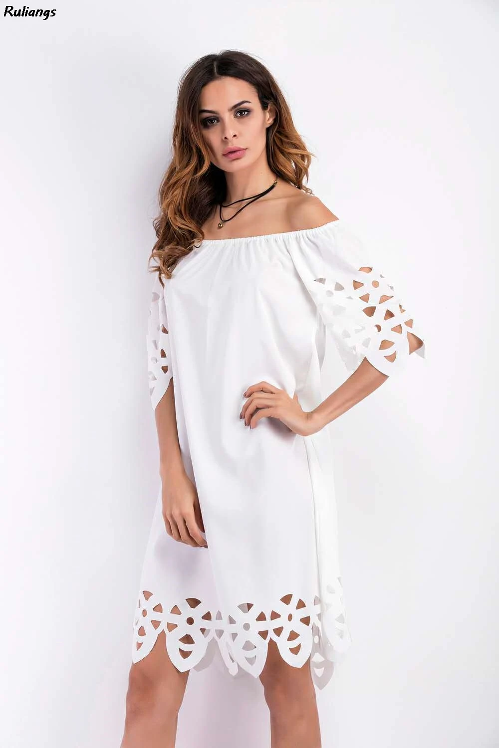 

2021 Fashionable Women's Outer Models Real Shots One-Way Neck Tube Top Hollow Sexy Burnt Dresses In Stock