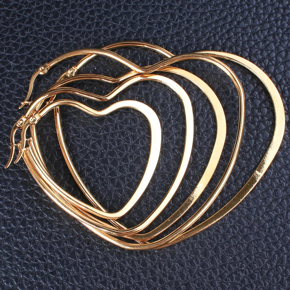 Серьги капельки с большим сердцем золотые модные ювелирные изделия из