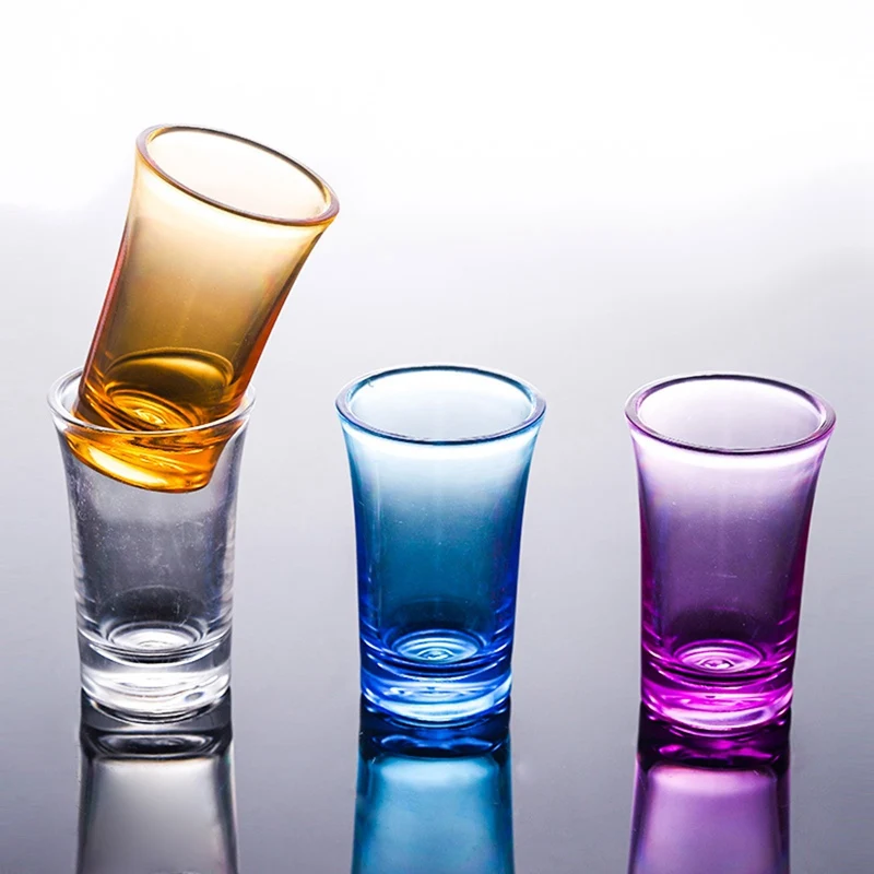 

6Pcs/Set Color Plastic Spirits Shot Glass Bold Bar Club Tumbler Liquor Wedding Wine Glasses Cocktail Pint Bullet Vodka Cups