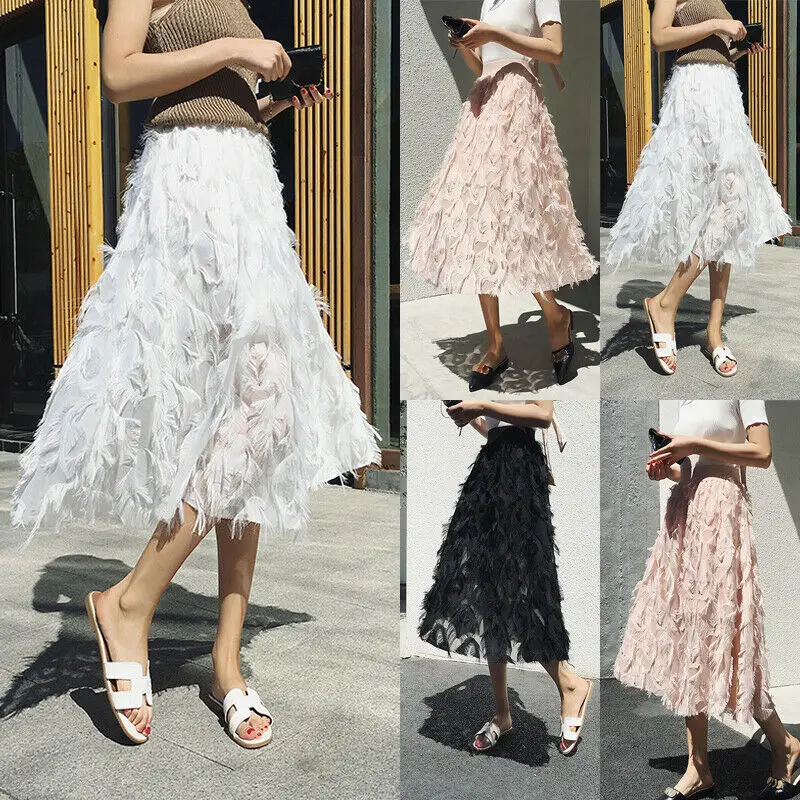 Женская элегантная Пышная юбка принцессы Однотонная макси с высокой талией и