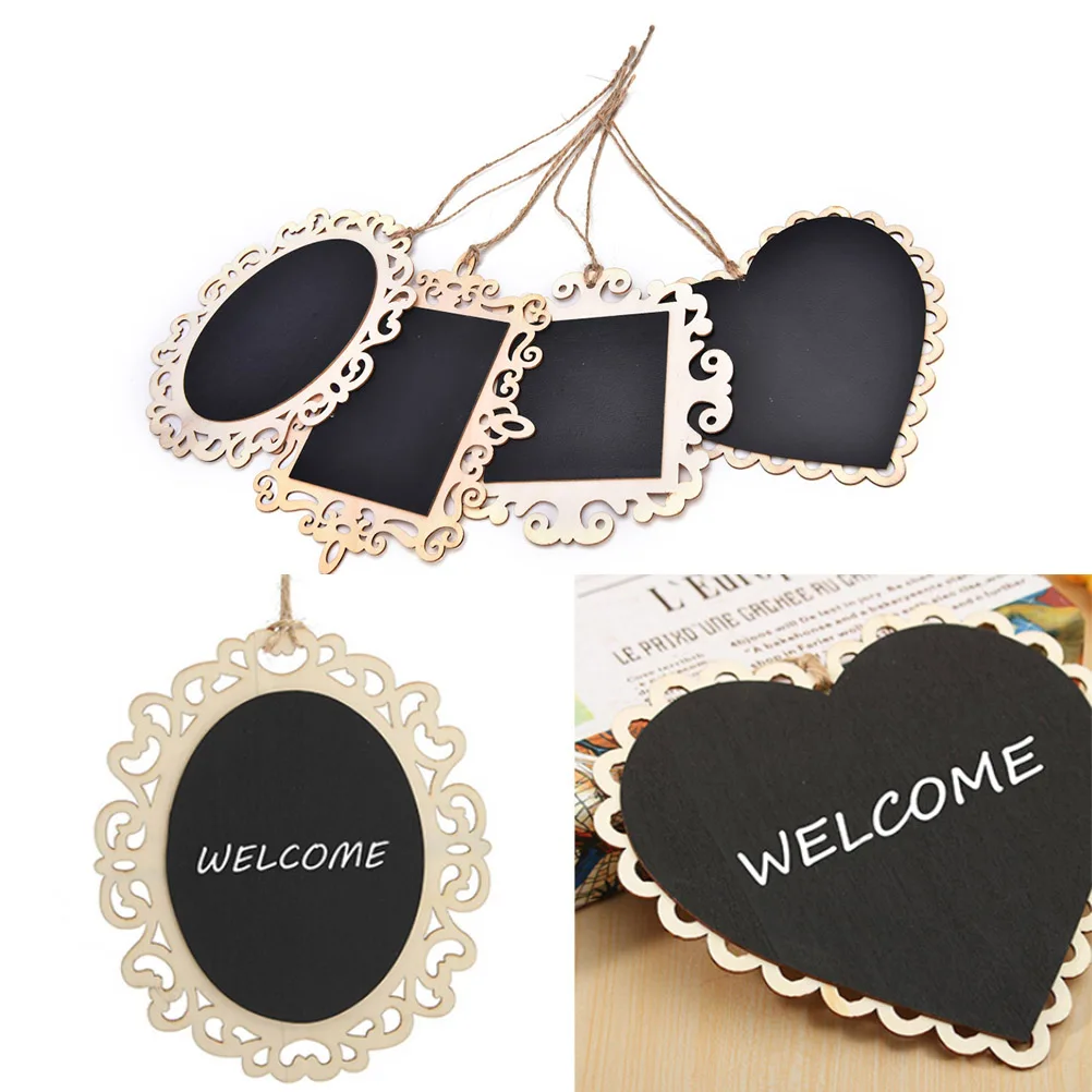 

1PC wooden Blackboard on Place For Wedding Party Decorations chalkboards Message board Vintage Hanging Wood Mini Blackboard