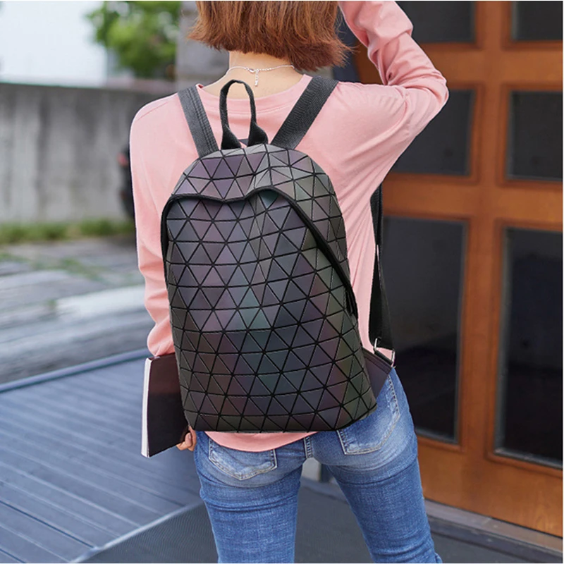 Женский рюкзак лазерная двойная сумка на плечо Ромб с геометрическим рисунком