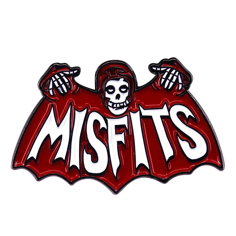 Band Misfits Brooch Lapel Pin Bat Fiend Club Badge Coffin Music Musical Horror Face Logo Scream Halloween