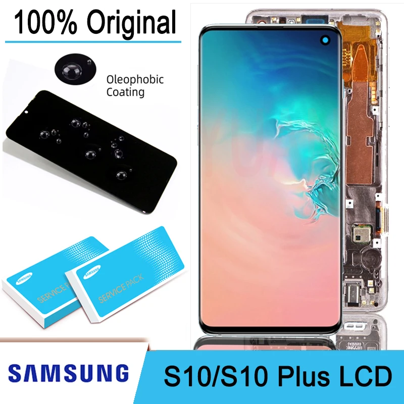 100% Оригинальный Super AMOLED ЖК дисплей сенсорный экран дигитайзер для Samsung Galaxy S10 G973