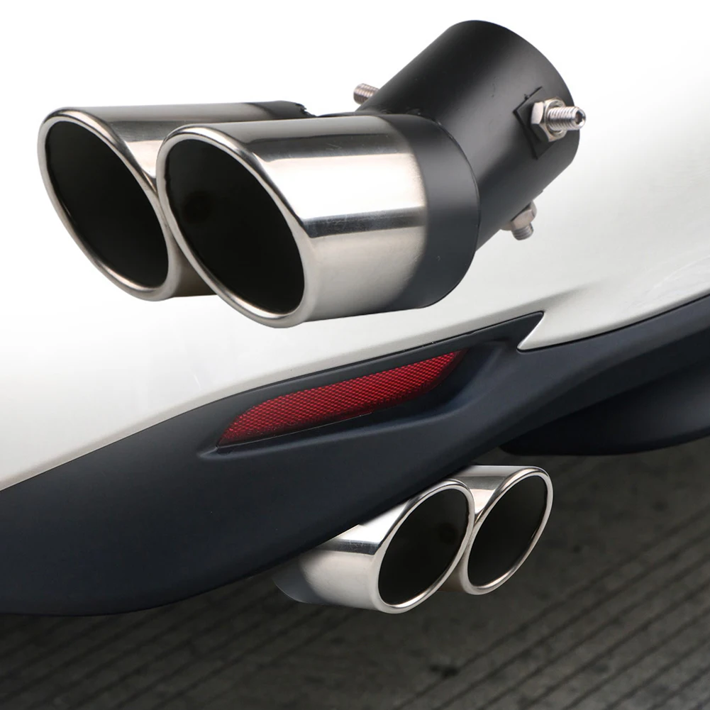 

Interface 63mm Single/Dual Outlet Universal Car Exhaust Tip Stainless Steel Auto Muffler Tail Pipe Car Accessories for 1.5L-2.2L