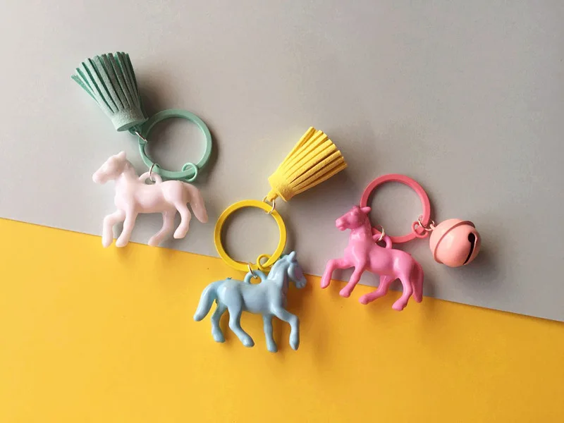 

Free Shipping Ins Style Cute Pony Keychain Tassel Bag Pendant Keychain Couple Jewelry Christmas Gift