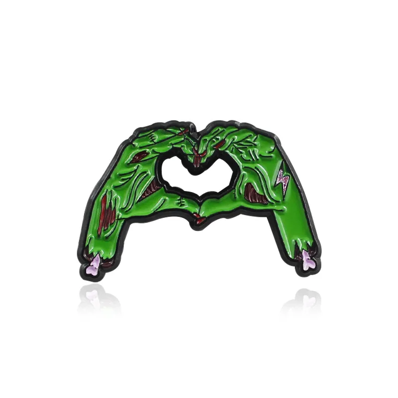 

Green Skull Hand Love Gesture Personality Cartoon Pins Trend Collection DIY Badge Brooch