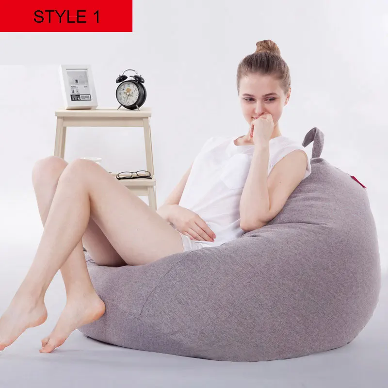 STYLE 1 Чистый цвет, сумка для гостиной, мебель для дивана, чехол для гостиной, модный стул Beanbag, льняная ткань, чехол для дивана, 90*80 см - Цвет: STYLE 1