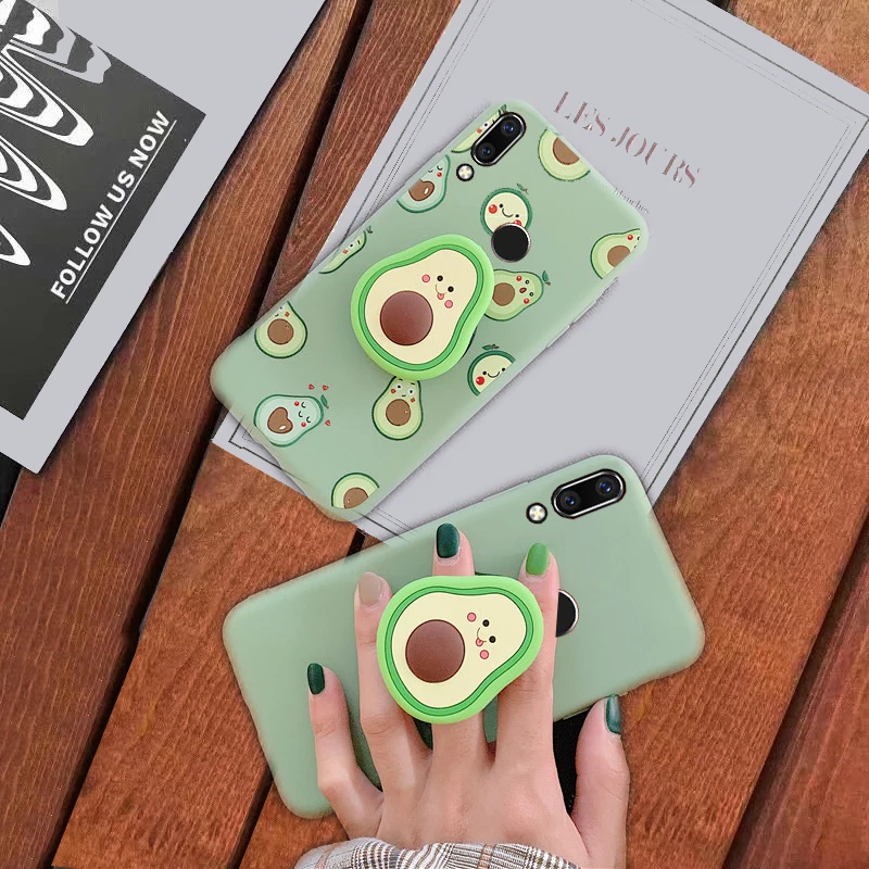 3D авокадо держатель для телефона чехол мобильного huawei y9 y7 y6 y5 prime 2018 2019 Y8P Y7P Y6P Y5P P40