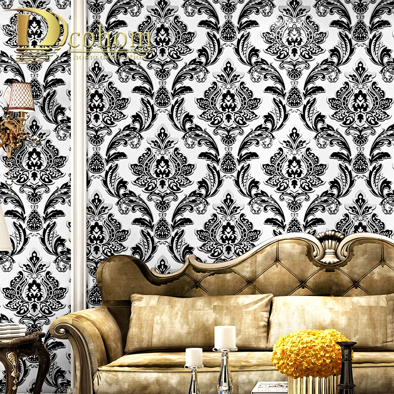 3D тисненые Роскошные Дамасские обои в европейском стиле с цветочным рисунком для