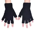 Перчатки без пальцев мужскиеженские, теплые вязаные эластичные митенки, стрейчевые, черные, для улицы, зимние, аксессуары для велоспорта, 1 пара