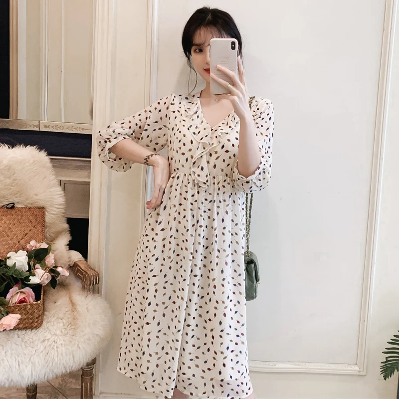 2020 Новое поступление весеннее платье для беременных женское в горошек больших