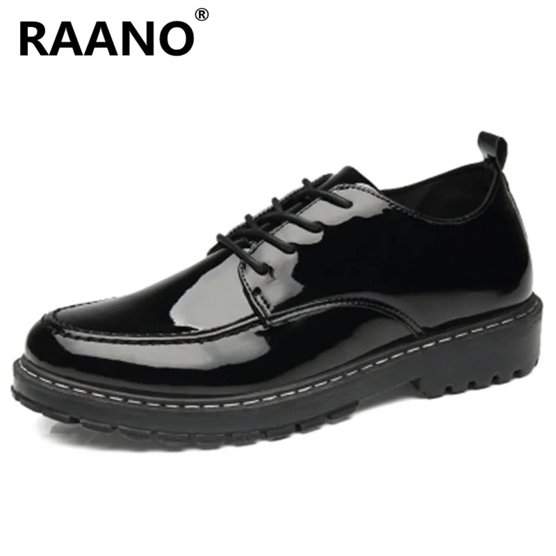 

New Italy Style Lace-Up Oxford Shoes Men Luxury Patent Leather Wedding Shoes Male Round Toe Dress Shoes Retro Classic Derbies
