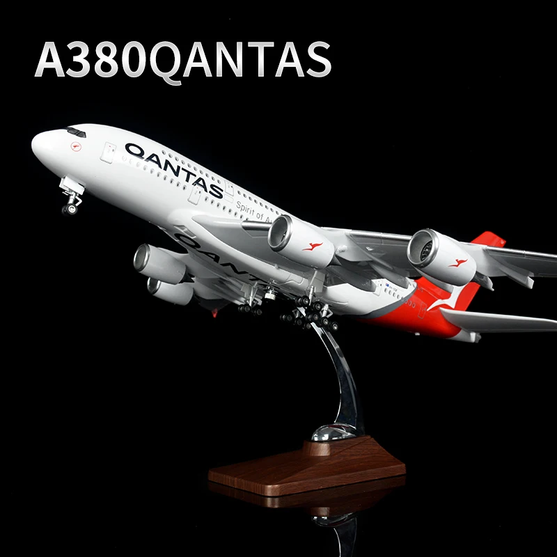 

1/160 масштаб литой смолы 47 см A380 воздуха для пассажирского автобуса самолета Австралия модель самолета Qantas дыхательные пути освещение салон...