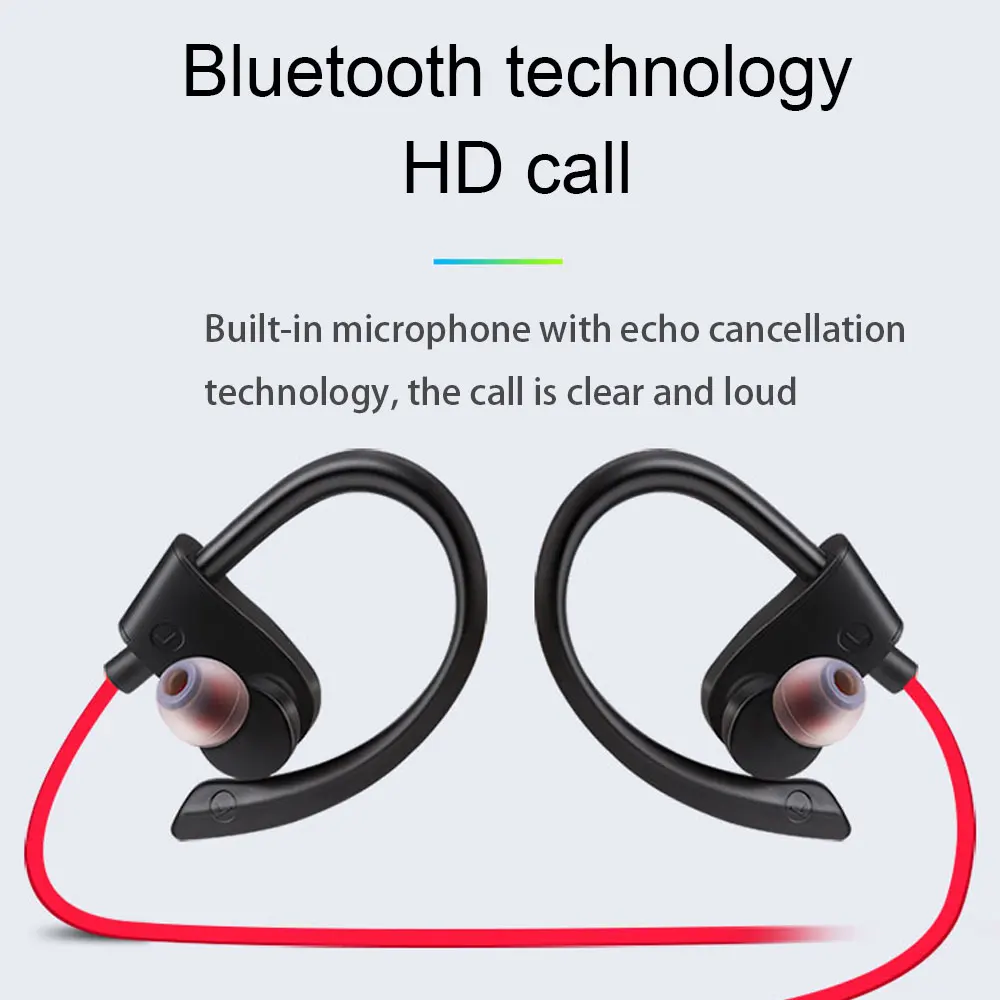 

Wireless Bluetooth Earphones Earloop Noise Cancelling Headset Neckband life Sport In-Ear With Microphone For iPhone Xs Samsung 9
