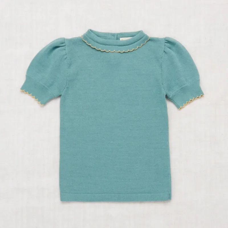 

Pre-sale 2020 Spring and Summer Cotton Mp Exquisite Girls Super Soft Knitted Blue T-shirt Top