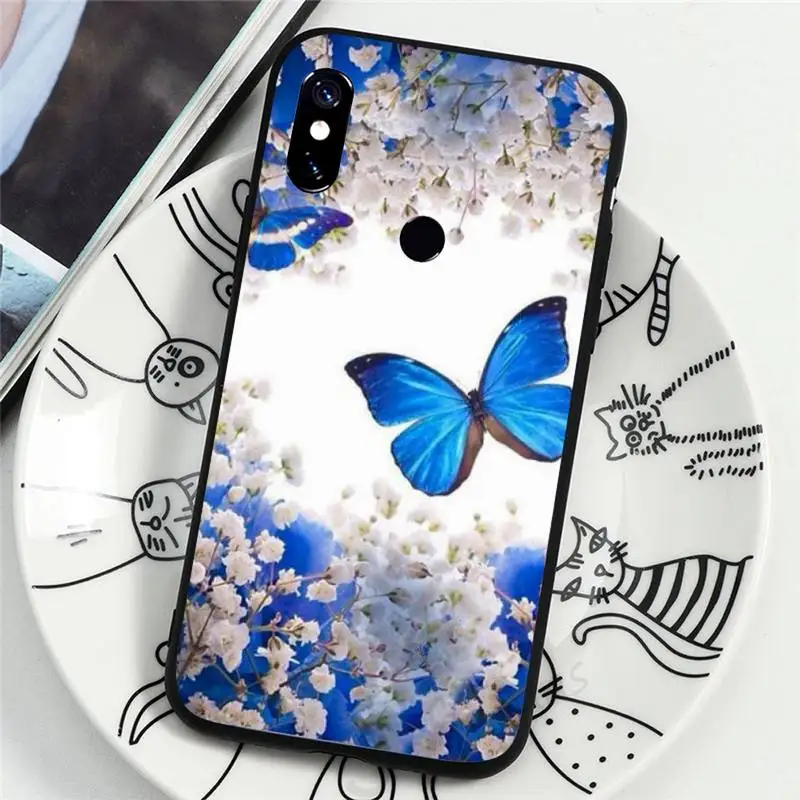 

Phone Case For Xiaomi Redmi Note 4 4x 5 6 7 8 pro S2 PLUS 6A PRO Butterfly flower