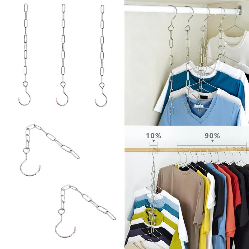 

Magic Clothes Hangers Hanging Chain Metal Cloth Closet Hanger Shirts Tidy Save Space Organizer Hangers for clothes