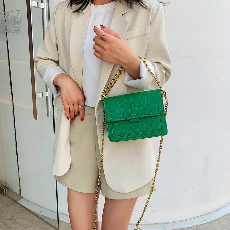 Brand Designer Chains Flap Bags For Women 2020 Fashion PU Leather Crossbody Shoulder Bag Female Handbag Purses Stone Pattern NEW | Багаж и