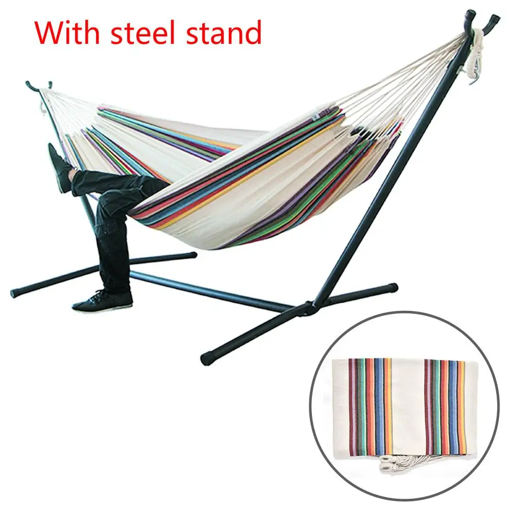 Двойной открытый большой гамак со стальной подставкой для садового двора в
