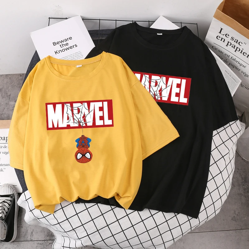 Женская футболка с принтом Железного человека свободная белая коротким рукавом