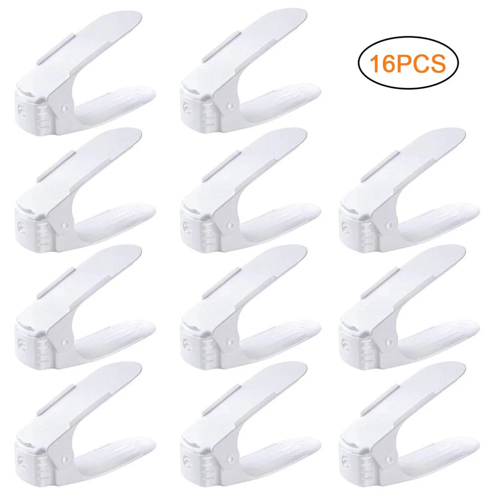 

8/16pcs Shoe Hanger Adjustable Shoe Organizer Shoes Storage Rack Footwear Support Slot Space Saving Cabinet Closet Stand Shoebox