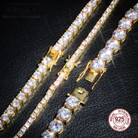 real 925 silver 678 inch tennis bracelets with3456 mm cubic zironia rhodiumgold color hip hop rock luxury chain for men