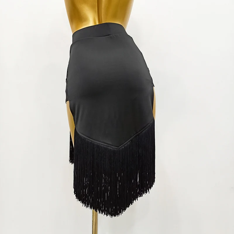 Женская юбка для латиноамериканских танцев черное танцевальное платье с