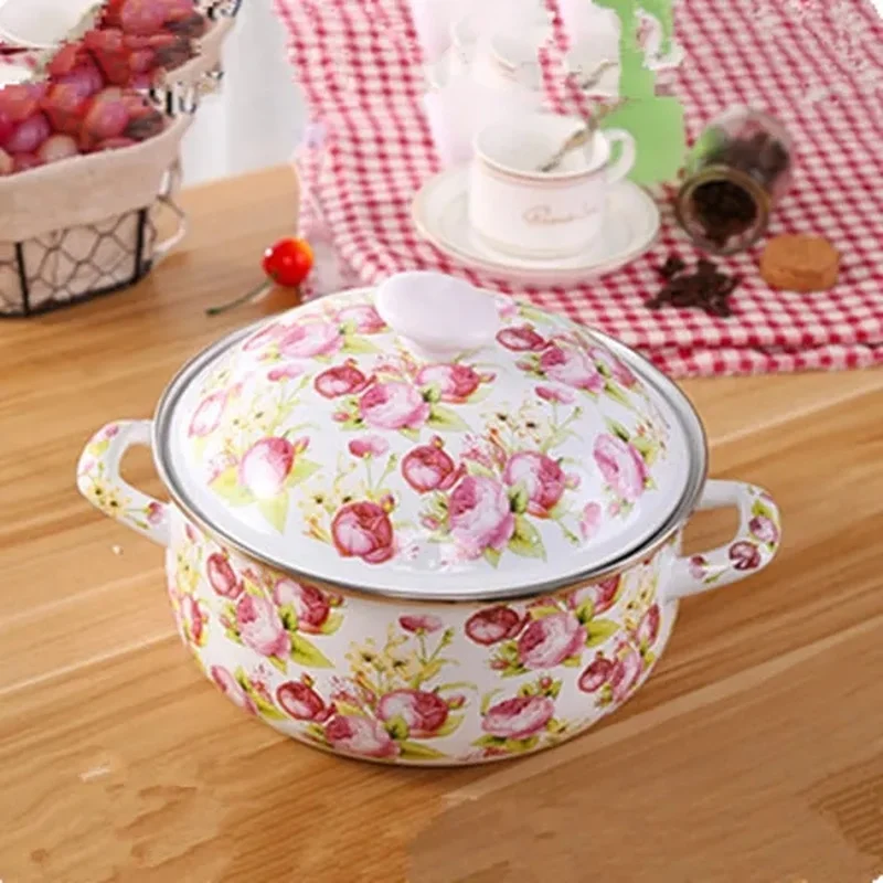 

Enamel Enamel Pot Persimmon Pot Short Pot Soup Pot Cooking Pot Gas Stove Use Pots for Cooking Pots Hot Pot Cooker Milk Pot